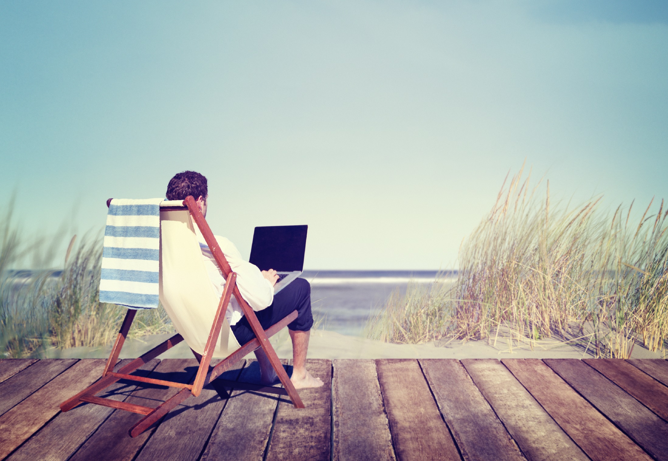 Businessman Working Summer Beach Relaxation Concept